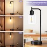Set of 2 Industrial Touch Table Lamps - 3-Way Dimmable with USB Ports, Black Glass Shade for Bedroom & Office. - Image 3
