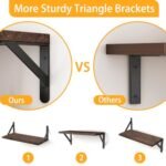 YGEOMER Floating Wall Shelves - Set of 4 in Dark Carbonized Brown for Living Room, Bathroom, Kitchen, and Bedroom Decor. - Image 4