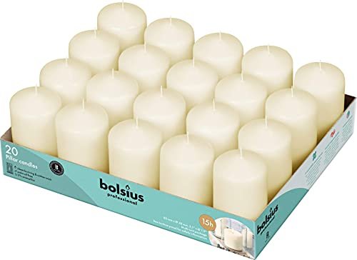 Bolsius Ivory Pillar Candles, 2x3 inches, 20 pack - Unscented, Bolsius Ivory Pillar Candles – 2x3 Inches – 20 Pack Unscented – Premium European Quality – Dripless, Smokeless, and Clean Burning Household Candles – Perfect for Wedding, Party, Dinner, And Home Décor
