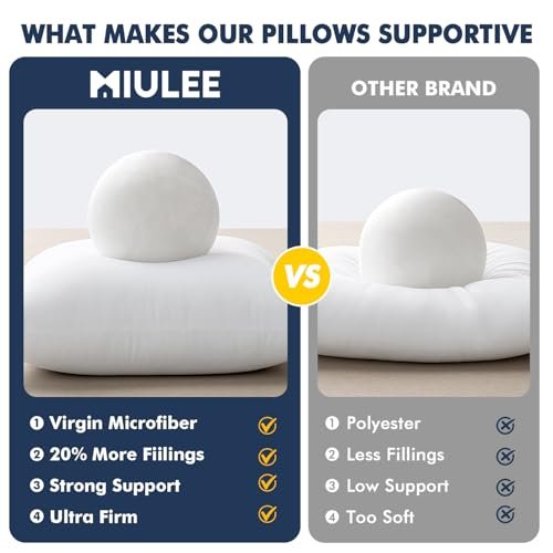 41sYnvDaEwL._SL500_.jpg MIULEE Throw Pillow Inserts, Set of 2, 18x18 Inches, Filled with 100% Virgin Fiber for Couch or Bed. - Image 4