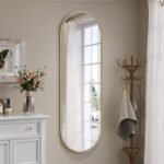 Brauthon 16"x48" Vintage Gold Oval Mirror - Beaded Full-Length Bathroom & Vanity Decor - Image 2