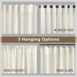 Natural Linen 84-Inch Back Tab Curtains - 2 Panel Light Filtering Semi-Sheer Ivory Cream Drapes for Rustic Boho Living Room & Bedroom - Image 4