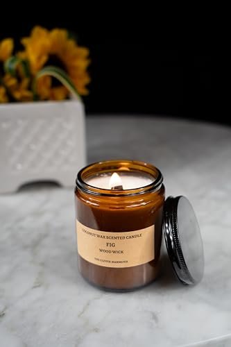 41sxS-12AyL._SL500_.jpg Coconut Wax Candle with Wood Wick - Paraffin Free, Long Lasting, Essential Oils, Smoke-Free (Fig, Large) - Image 7