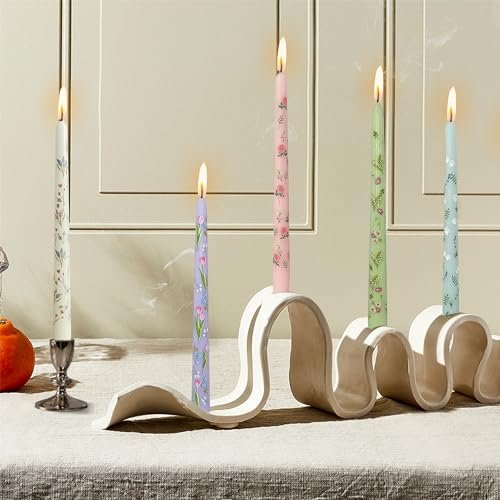 41tMvWJglL._SL500_.jpg Gedengni 10" Dripless Floral Taper Candles - 4 Pack White Unscented for Weddings & Events - Image 7