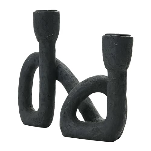 41tSRmBem6L._SL500_.jpg Bloomingville Modern Black Double Taper Candle Holder - Sculptural Design for Stylish Decor - Image 6