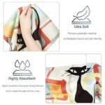 FNLNDO Mid Century Modern Cat Kitchen Towels Set: 2 Absorbent Retro Black Cat Dish Towels, 16"x28" - Image 3