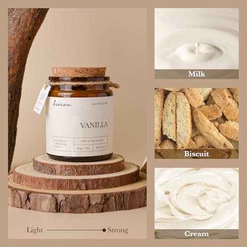 41u-vMGiCfL._SL500_.jpg Aeviva Vanilla Aromatherapy Candle 7.05 oz - Natural Soy Wax with Wooden Wick for Home Stress Relief Gifts. - Image 2
