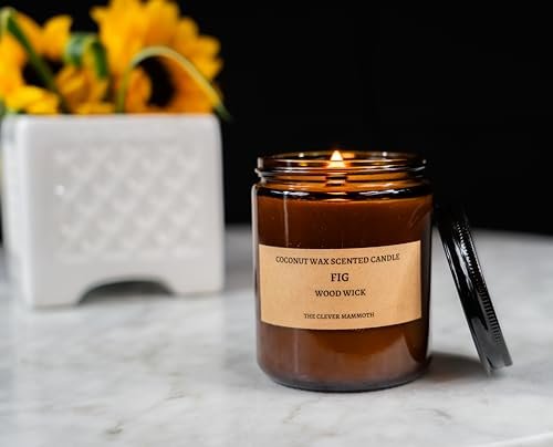 41u7QOif2OL._SL500_.jpg Coconut Wax Candle with Wood Wick - Paraffin Free, Long Lasting, Essential Oils, Smoke-Free (Fig, Large) - Image 6