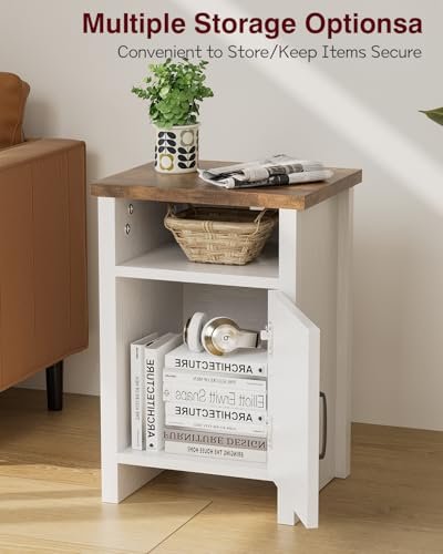 41uOF00VI3L._SL500_.jpg Set of 2 YESHOMY Modern Farmhouse Nightstands with Shelf and Barn Door, White Finish for Bedroom. - Image 5