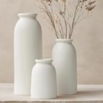 Set of 3 Ceramic Vases for Decor – Modern Boho Farmhouse Style, Distressed White for Pampas Grass. - Image 3
