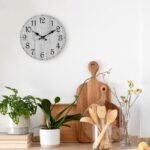 HYLANDA Rustic Wall Clock - 8" Battery Operated, Silent Non-Ticking Wooden Clock for Kitchen, Bathroom, Living Room (Gray) - Image 4
