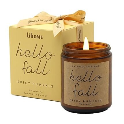 Fall Decorations for Home - Fall Candles, Gifts for Women, Natural Soy Wax Pumpkin Spice Scented Candles