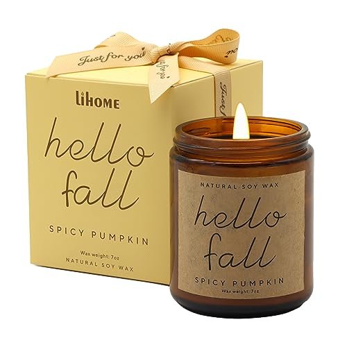 Autumn Home Decorations: Pumpkin Spice Scented Candles, Ideal Gifts for Fall Decorations for Home - Fall Candles, Gifts for Women, Natural Soy Wax Pumpkin Spice Scented Candles