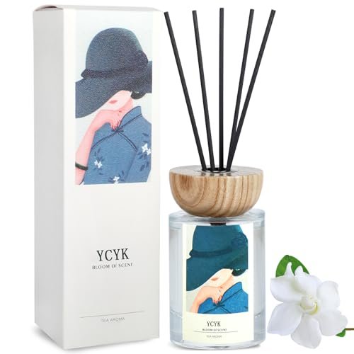 Jasmine & Gardenia Reed Diffuser Set, 4oz (120ml) - Natural Reed Diffuser Set, 4oz(120ml) Jasmine&Gardenia Natural Scent Oil Diffusers Home Fragrance with Reed Diffuser Sticks for Home Office Bathroom Aromatherapy Decor