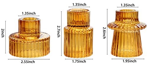 41xvz2QUlGL._SL500_.jpg Vixdonos Amber Taper Glass Candlestick Holders for Tealights – Perfect for Weddings, Parties & Centerpieces (Set of 3) - Image 2