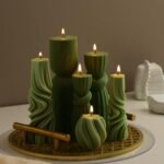 Threlaco 6-Piece Ribbed Pillar Candle Set: Modern Aesthetic Soy Wax Scented Decor for Home (Green, 2.36-6.89 Inches) - Image 4