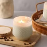 LAMORGIFT 6-Pack 13.5 OZ Ribbed Candle Jars with Wooden Lids & Labels for DIY Candle Making & Home Decor. - Image 2