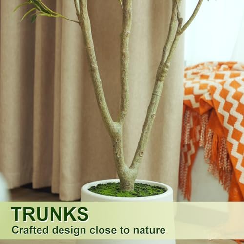41zakjV5TIL._SL500_.jpg VIVATREES 5FT Artificial Olive Tree with White Planter – Realistic Faux Plant for Home Office Decor - Image 8