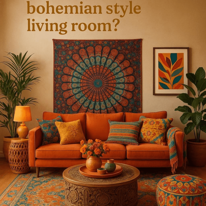 What are some popular color combinations for a bohemian style living room?