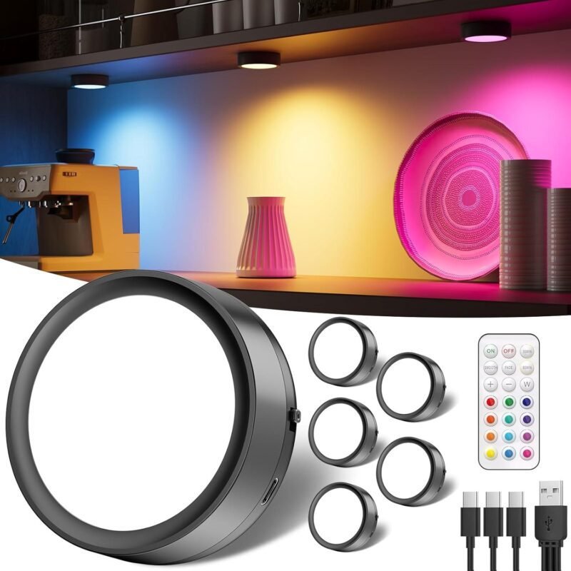 Our Review of Tedmos USB Rechargeable RGB Puck Lights with Remote