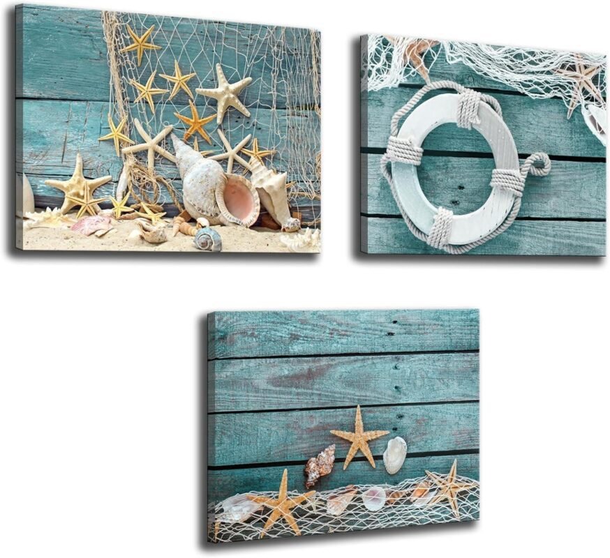 Exploring Coastal Elegance: Our Review of Biuteawal’s Teal Starfish Canvas Art
