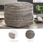 Signature Design by Ashley Absalom Multicolored Hemp Pouf, 16x16 Inches - Stylish Decor Piece - Image 4