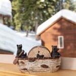 Set of 6 Rustic Bear Coasters in Handmade Canoe with Cute Black Bear Figurines. Perfect Lodge Decor! - Image 4