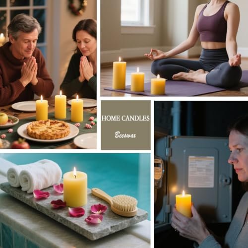 51kNVQCalL._SL500_.jpg 6-Pack Beeswax Candles: 210 Hours of Burning Time, Organic Unscented, Dripless & Smokeless (2x4in) - Image 7