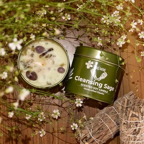 510mPFhygrL._SL500_.jpg Sage Candle Smudge Kit - 5oz Organic Soy Wax for Cleansing Negative Energy - Aromatherapy Gift - Image 6