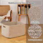 OIAHOMY 75L Woven Blanket Storage Basket with Handle, Cotton Rope Organizer, 22”x17”x12”, Ideal for Living Room or Nursery Toy Storage, Brown Variegated. - Image 5