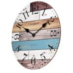 CLXEAST 24-Inch Multicolor Woodgrain Shiplap Wall Clock for Living Room Decor – Large Farmhouse & Coastal Style Gift - Image 3