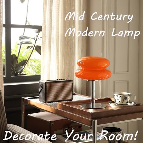 511Jlnq044L._SL500_.jpg Glivpny Mushroom Lamp: Dimmable Mid-Century Modern Bedside Light for Bedroom & Living Room (Orange) - Image 2