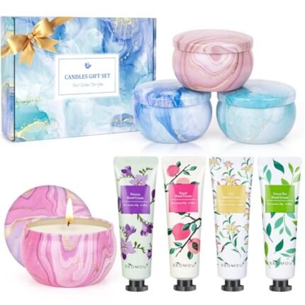 Gifts for Women - Candles Gift Set & Hand Cream Lotion Set (8 Pack), Ideal for Birthday Gifts,Teacher Appreciation Gifts, Christmas Gifts Set, Stocking Stuffers for Mom, Friend, Coworker