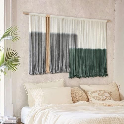 513-1HHcGJL._SL500_.jpg Large Green Dip Dye Macrame Wall Hanging - Bohemian Yarn Tapestry Decor 57"W x 35"L - Image 3