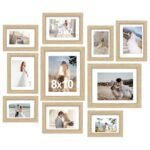 Povrgive 10 Pack Picture Frames Collage Wall Decor - Gallery Wall Frame Set with Mat for Wall Mounting or Tabletop Display, Including Two 8x10, Four 5x7, Four 4x6 Photo Frames, Real Glass