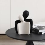 CESTATIVO Ceramic Couple Statues - Hugging Figurines for Home & Office Decor, Modern Black & White Sculptures - Image 7