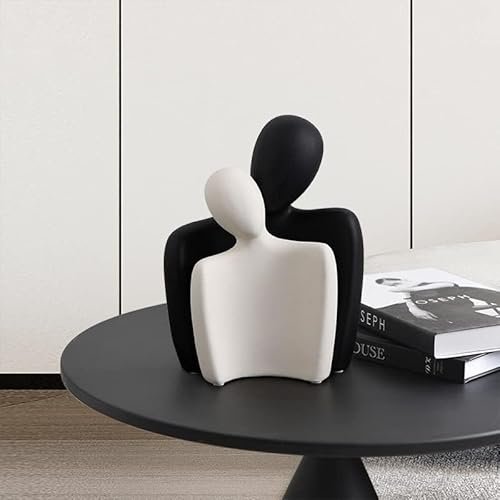 513sibaaiIL._SL500_.jpg CESTATIVO Ceramic Couple Statues - Hugging Figurines for Home & Office Decor, Modern Black & White Sculptures - Image 7