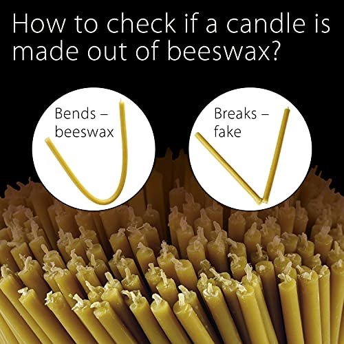516IfKOxfjL._SL500_.jpg Danilovo Pure Beeswax Candles - Honey-Scented Thin Tapers, 50 Pack, Drip-Free, Ideal for Birthdays & Church. 6.3 x 0.2 inch. - Image 5