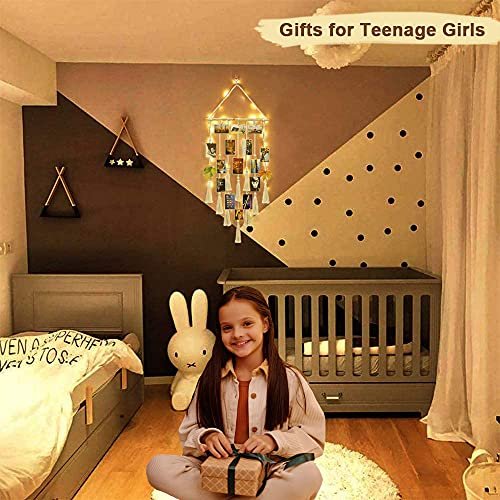 516RLERyWvL._SL500_.jpg Homecor Macrame Photo Display: Boho Wall Decor with 30 Clip Picture Frame, Perfect Gift for Teen Girls 10-14! - Image 4