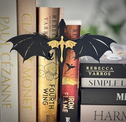 516tiG-uGL._SL500_.jpg TwoDays 4th Wing Dragon Bookshelf Decor – Fantasy Romance Gifts for Book Lovers (8.5'' x 6.8'') - Image 7