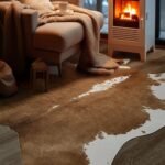 BENRON Premium Faux Cowhide Rug - Rustic Cow Print for Living Room & Bedroom, 4.6x5.2ft, Anti-Skid, Khaki Brown - Image 5