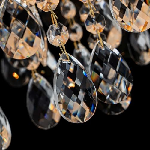517vME6UeAL._SL500_.jpg LumFurn 4-Light Drum Capiz Shell Crystal Chandelier - Coastal Pendant for Dining Room, Adjustable D18x21-68" with Gold Finish. - Image 9