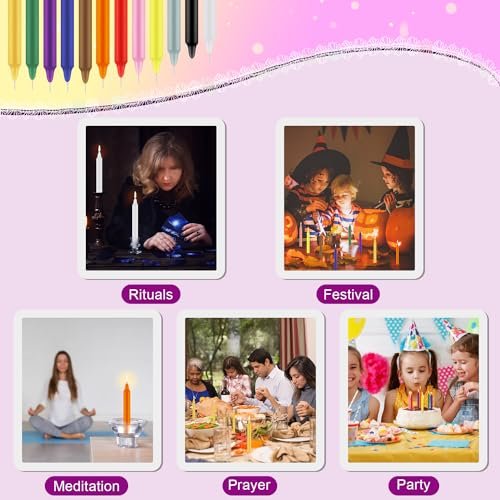 518ctXqLYtL._SL500_.jpg Tobeape 24 Pack Mini 4-Inch Assorted Color Spell Chime Candles for Rituals, Parties & Meditation - Image 3