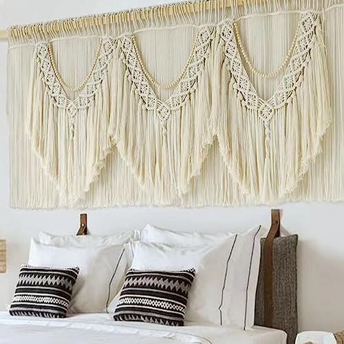 IOWER Extra Large Boho Macrame Wall Decor: 75" W x IOWER Macrame Wall Decor 75" W x 35" L Extra Large Macrame Wall Hanging Craftsmanship Boho Wall Decor