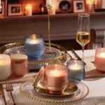 LAMORGIFT 6-Pack 13.5 OZ Ribbed Candle Jars with Wooden Lids & Labels for DIY Candle Making & Home Decor. - Image 4