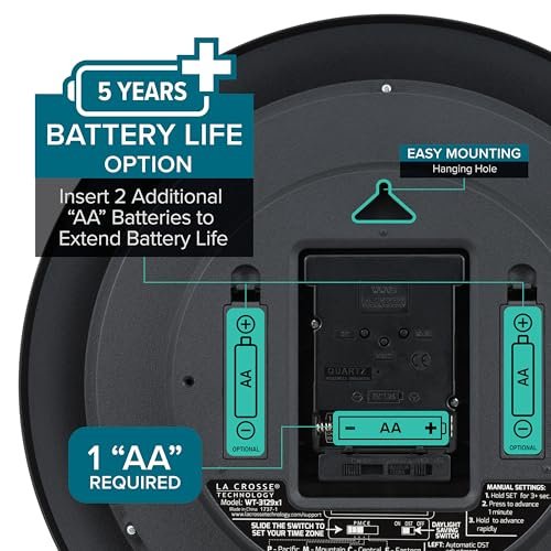 519o1jmrc2L._SL500_.jpg La Crosse Technology WT-3129B 12-Inch Atomic Analog Wall Clock, Single Black Unit, Accurate Timekeeping - Image 4