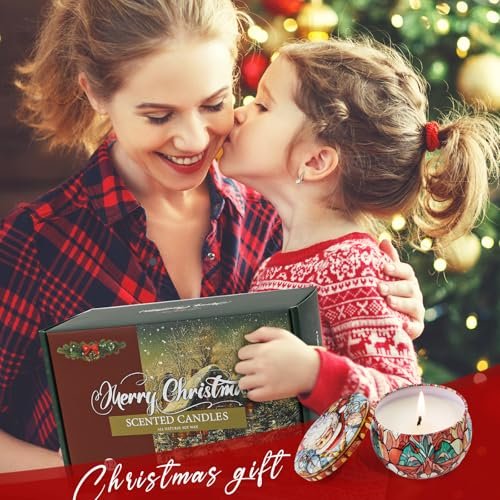 51AHcyPGmJL._SL500_.jpg Yinuo Candle Christmas Scented Candle Set - 12 Long-Lasting Soy Wax Candles in Decorative Tins, Perfect Holiday Gifts for Women and Friends. - Image 6