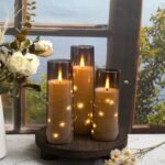 Kakoya Flameless LED Candles with Timer – 9-Pc Flickering Set for Romantic Ambiance and Home Décor. Grey Acrylic Shell with Embedded Star String, Battery Operated. - Image 3