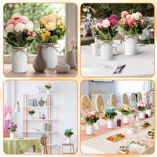 51BIwobJDL._SL500_.jpg Wavwavw 6-Set Artificial Hydrangea Flower Centerpieces with Vase & Hemp Rope for Tables - Perfect for Weddings, Home, Office, or Parties! - Image 6