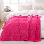 Puncuntex Hot Pink Throw Blanket (50" x 60") - Super Soft, Fuzzy Jacquard Flannel for Mom's Cozy Couch Sofa Gift. - Image 4
